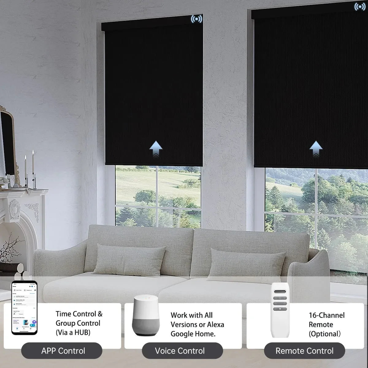 Operate shades via remote, app scheduling, or smart home voice commands for convenient control.