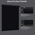 Black 5% solar shade comes with slim metal valance and bottom rail for a modern minimal style.
