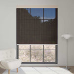 Coffee 5% openness solar shade softens natural light, preserves view, and creates cozy warm interiors.