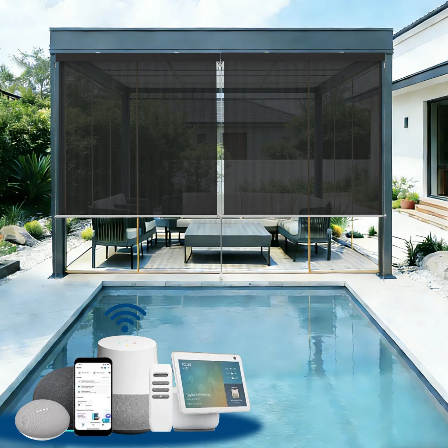 Uilvffo Motorized Outdoor Roller Shades