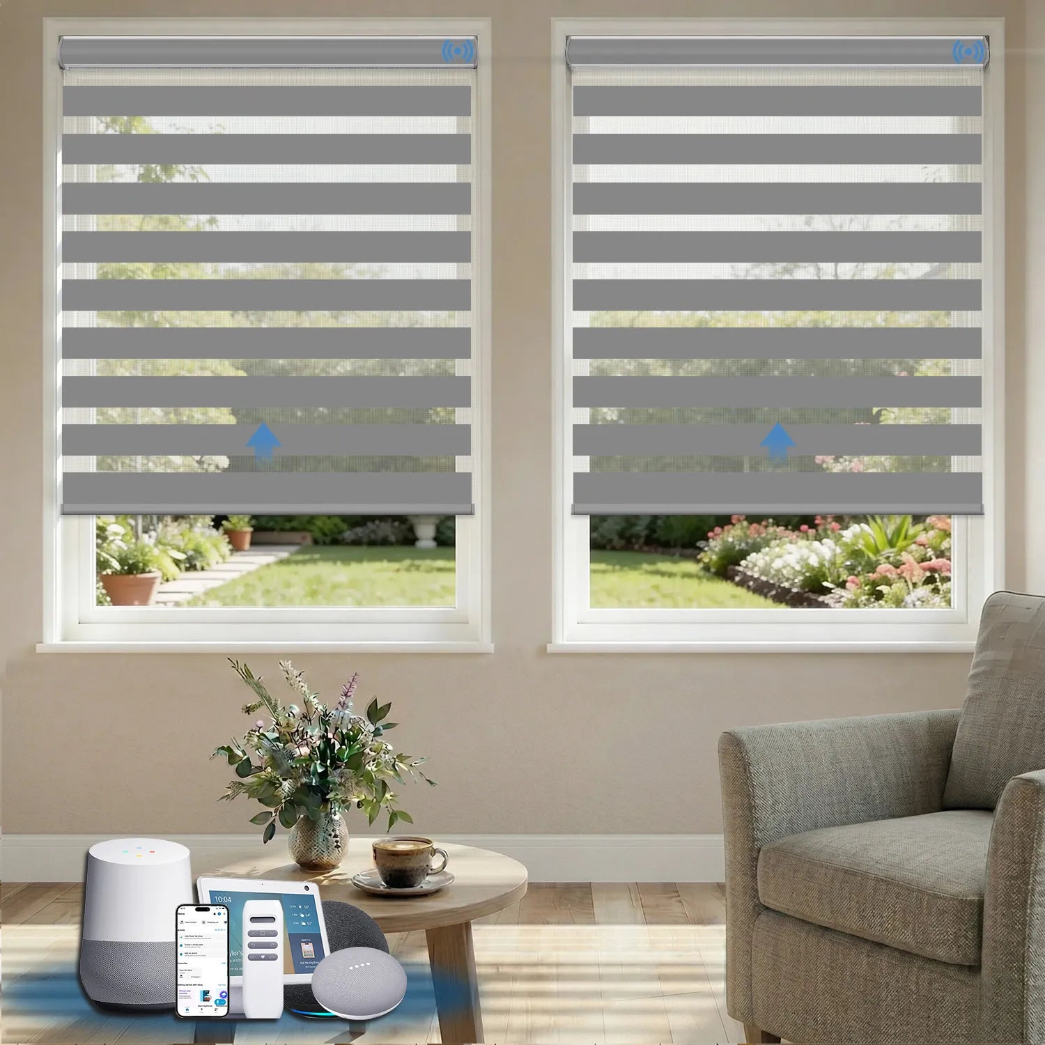 Uilvffo Motorized Zebra Shades | Light Filtering
