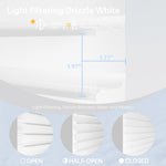 Drizzle White sheer fabric in three positions: open for views, half-open for soft light diffusion, and closed for gentle privacy.