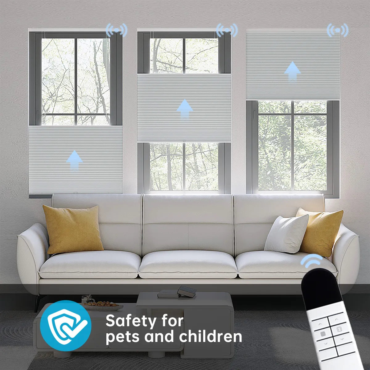 Uilvffo Motorized Top Down Bottom Up Cellular Shades | Blackout Series