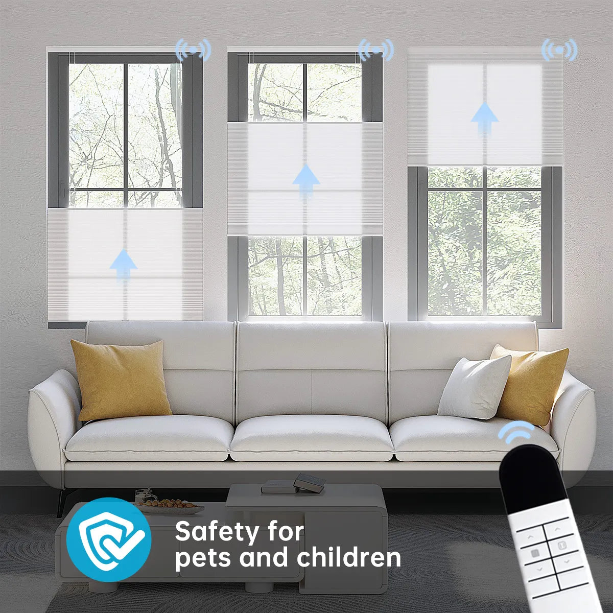 Uilvffo Motorized Top Down Bottom Up Cellular Shades | Light Filtering Series