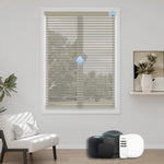  Drizzle Coffee motorized sheer blinds creating a warm, inviting atmosphere with smartly controlled soft light filtration.