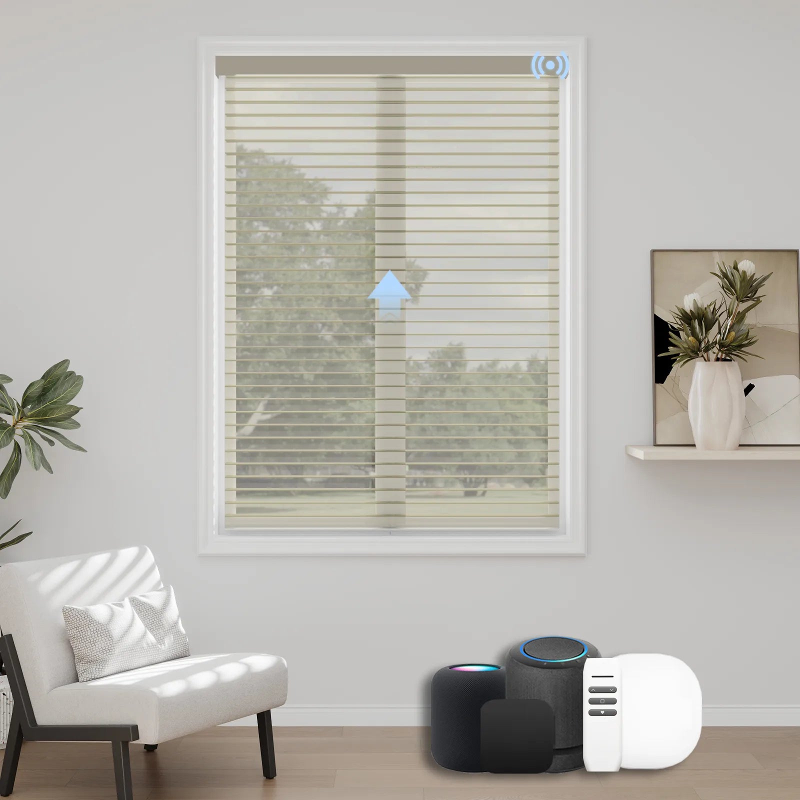 Golden Brown motorized sheer blinds that enrich your space with warm, amber-tinted light and convenient voice control.