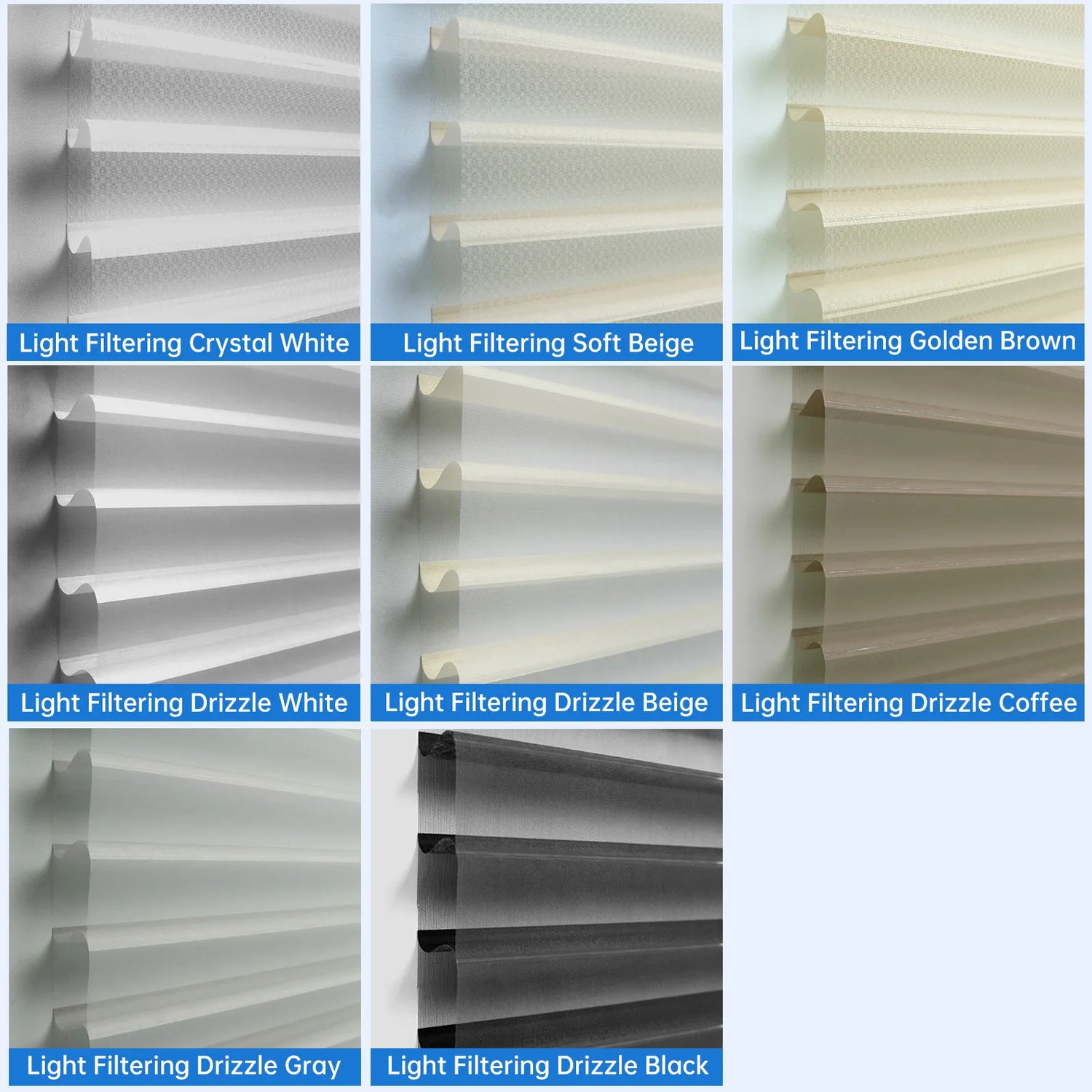 Uilvffo Horizontal Sheer Shades Fabric Swatches