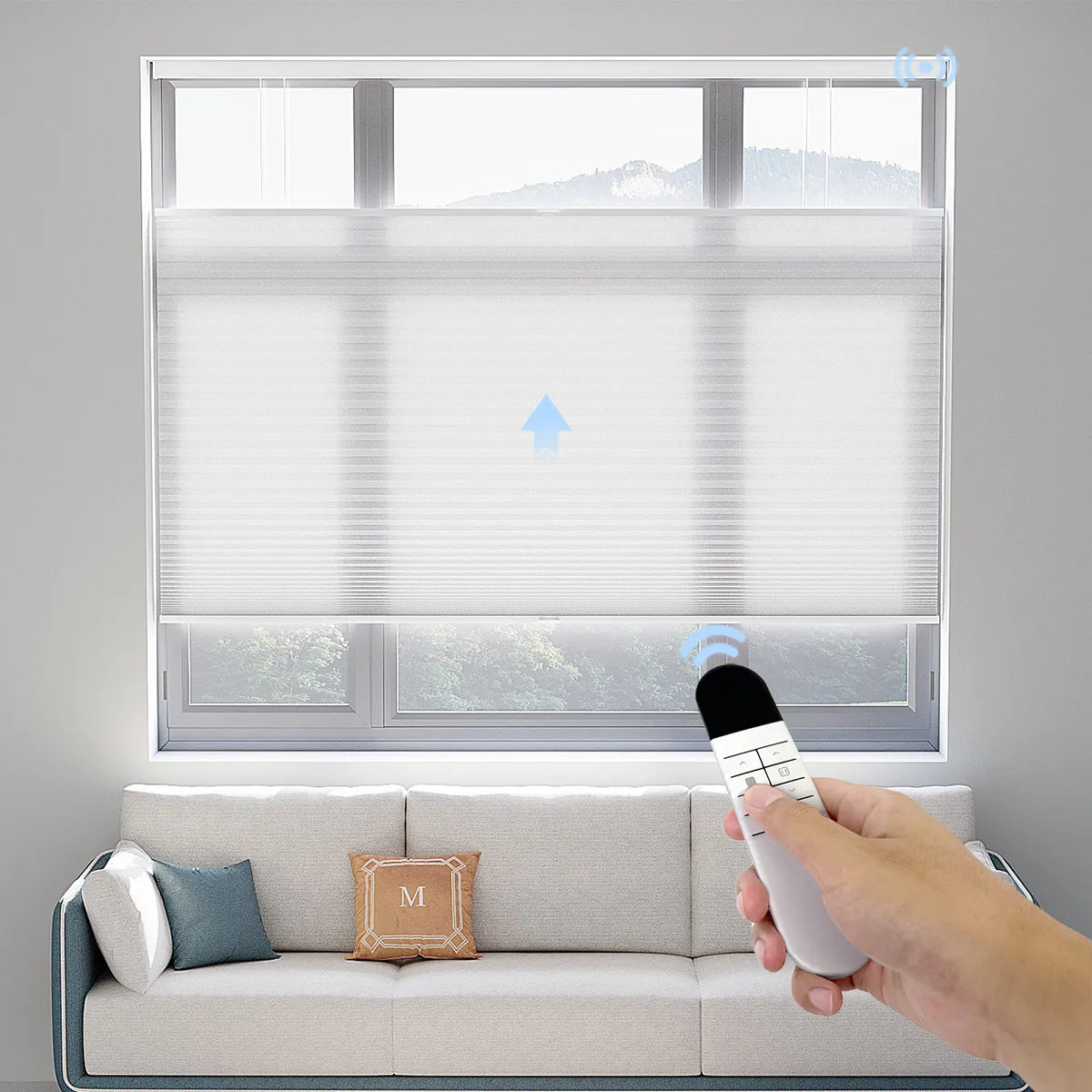 Uilvffo Motorized Top Down Bottom Up Cellular Shades | Light Filtering Series