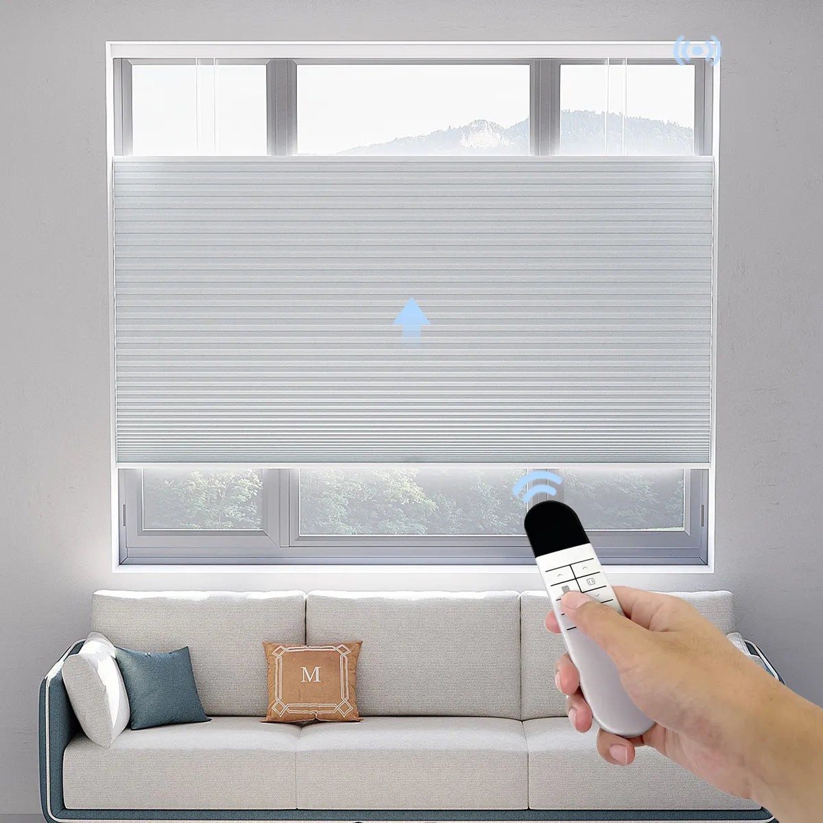 Uilvffo Motorized Top Down Bottom Up Cellular Shades | Blackout Series