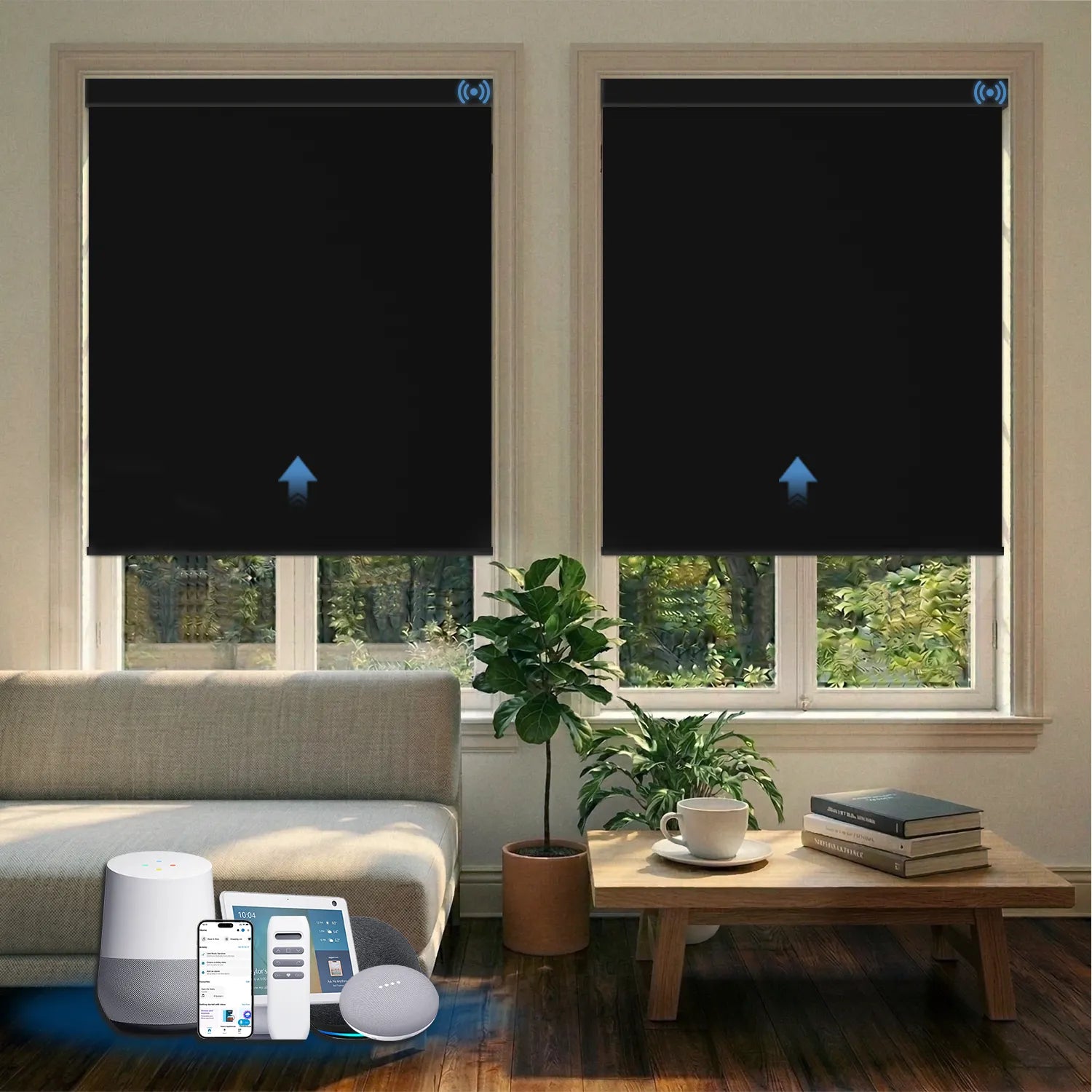 Uilvffo Motorized Blackout Roller Shades | Vinyl Series