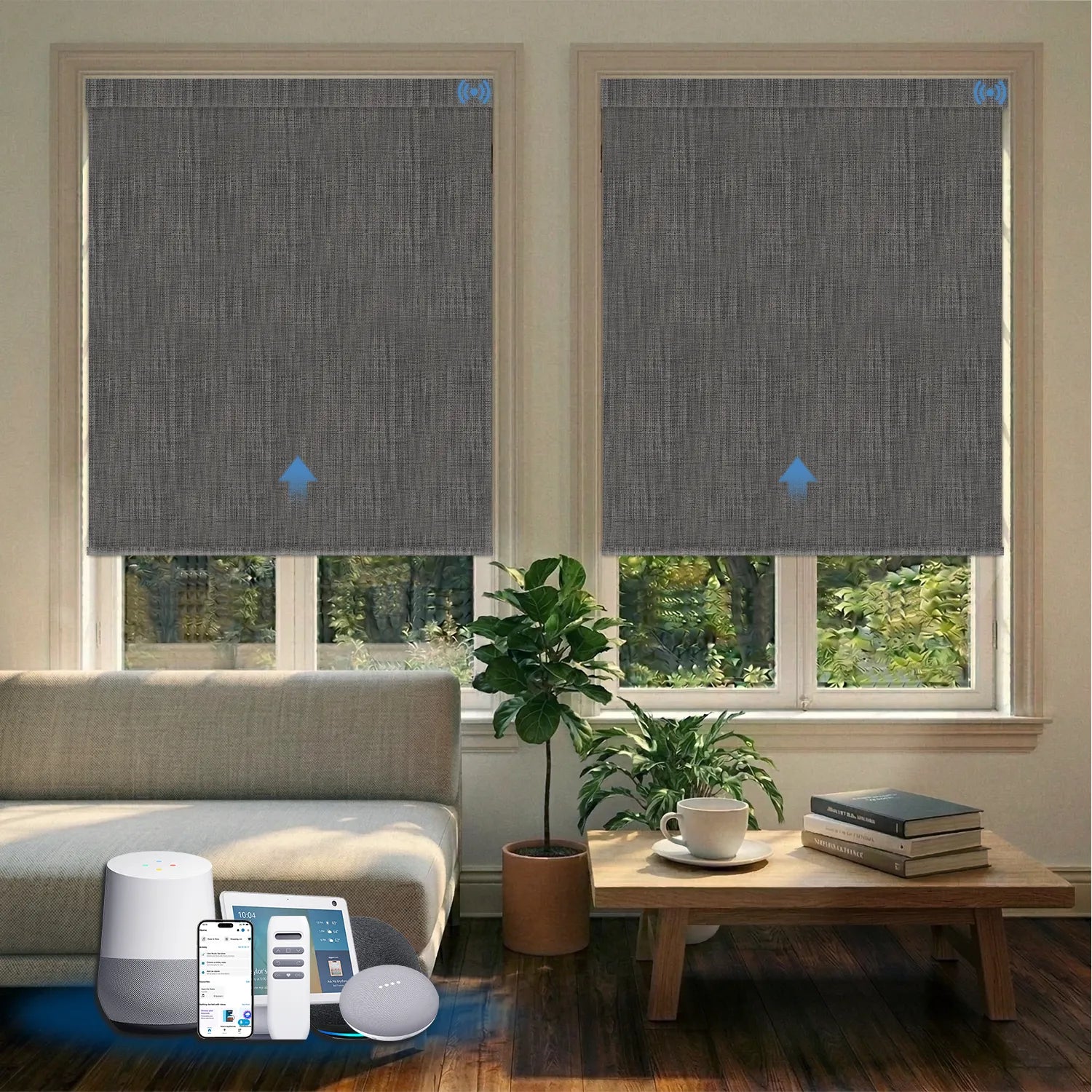 Uilvffo Motorized Blackout Roller Shades | Textured Series