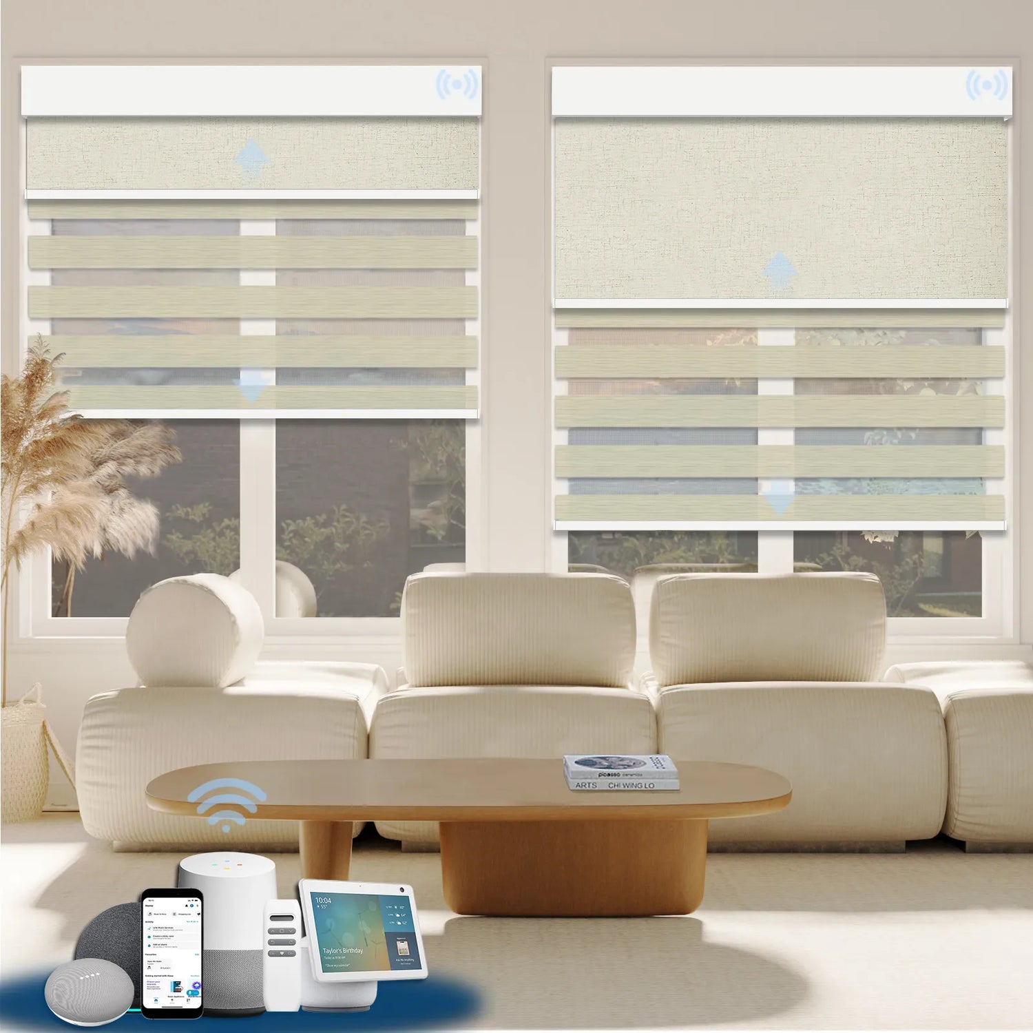 Uilvffo Motorized Dual Roller Shades | Blackout x Zebra