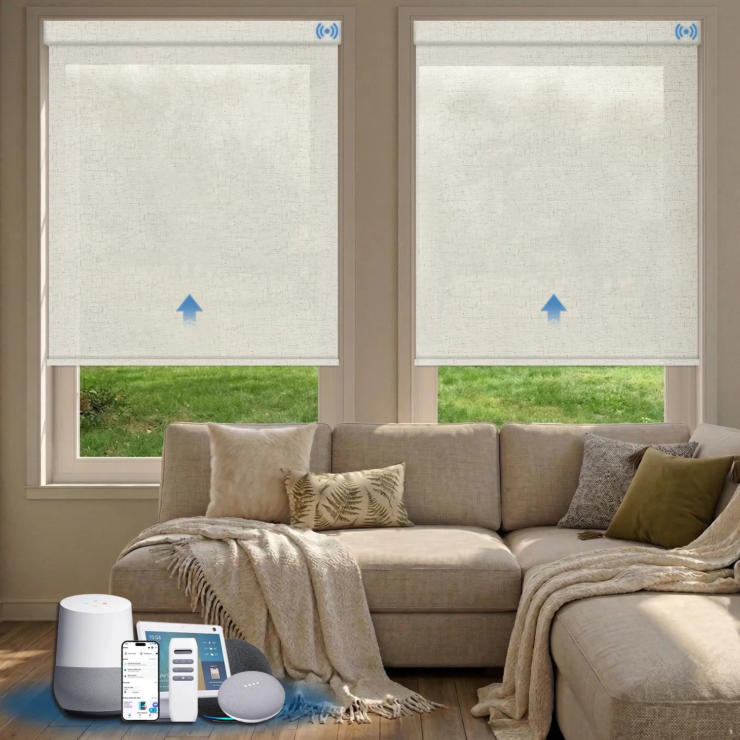 Uilvffo Motorized Light Filtering Roller Shades | Textured Series