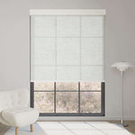 Linen beige textured light filtering roller shade softly diffuses sunlight while adding warm, elegant texture to interiors.