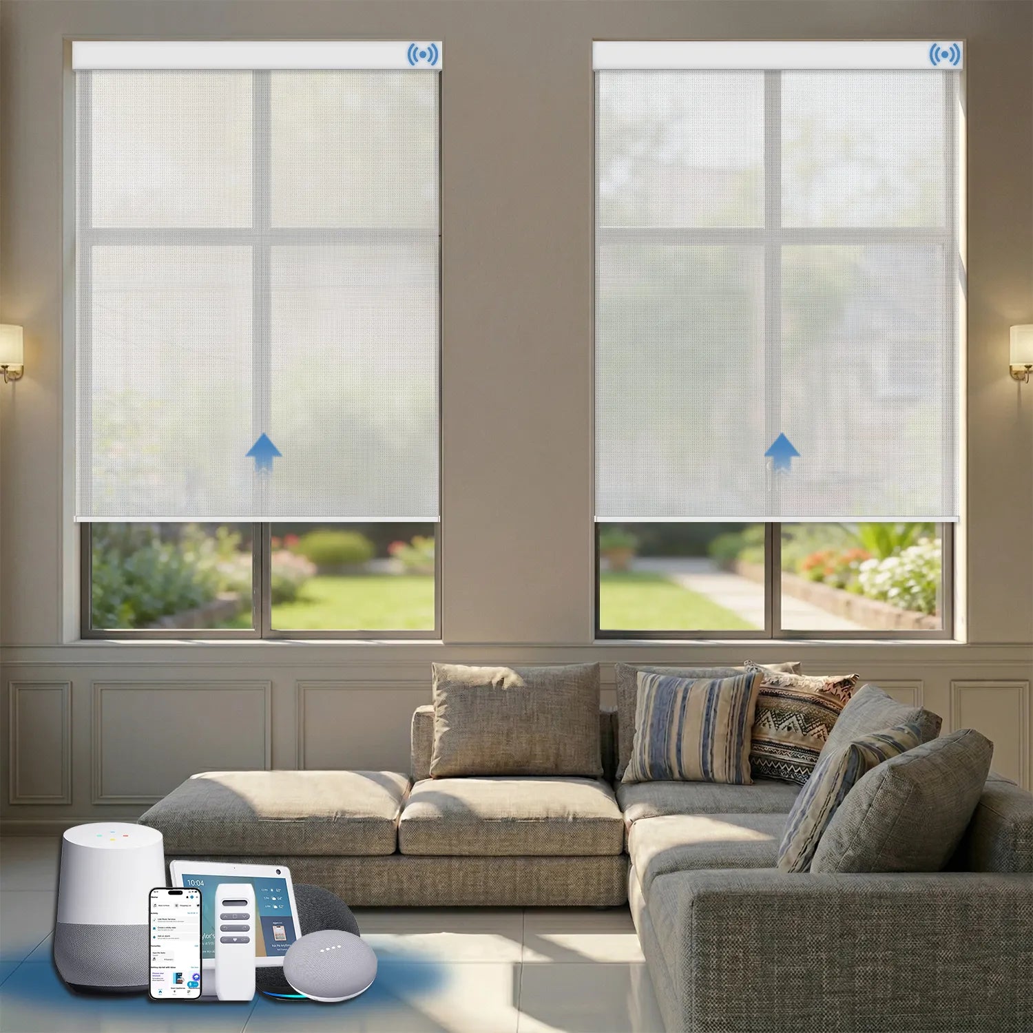 Uilvffo Motorized Solar Rolle Shades | Light Filtering 5% Openness Series