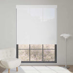 White 3% openness motorized solar shade balances privacy with outside view, softly filtering natural daylight.