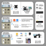 Smart jacquard coffee blackout shade with Bluetooth, Zigbee, or Matter motor; Alexa hub link; 6h charge powers 800+ uses.
