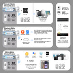 Smart elegant light grey blackout shade with Bluetooth, Zigbee, or Matter motor; Alexa hub link; 6h charge powers 800+ uses.