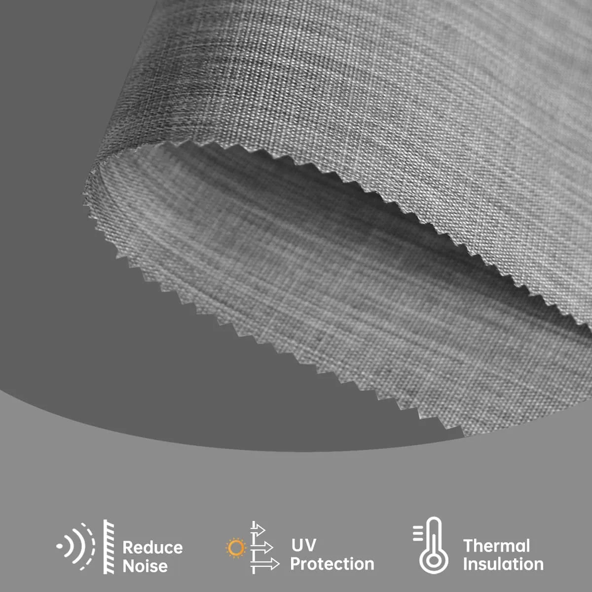Fabric smoky gray textured fabric gently filters light, reduces glare, and adds refined, modern depth to interiors.