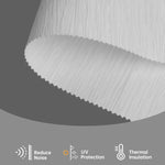 Jacquard white textured fabric gently filters light, reduces glare, and adds bright, luxurious depth to interiors.