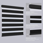 Close-up of 80% black zebra shade headrail and bottom rail, highlighting modern zebra stripe design.