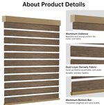 Close-up of coffee zebra shade headrail and bottom rail, highlighting sleek stripe design.