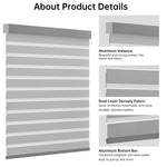 Close-up of 80% light gray zebra shade headrail and bottom rail, highlighting sleek stripe design.